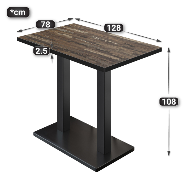 BM | Bistro Stehtisk | 130 x 80 x 108 cm | Rektangulær | Svart kant | Vintage Old / Svart BM | Bistro Stehtisk | 130 x 80 x 108 cm | Rektangulær | Svart kant | Vintage Old / Svart