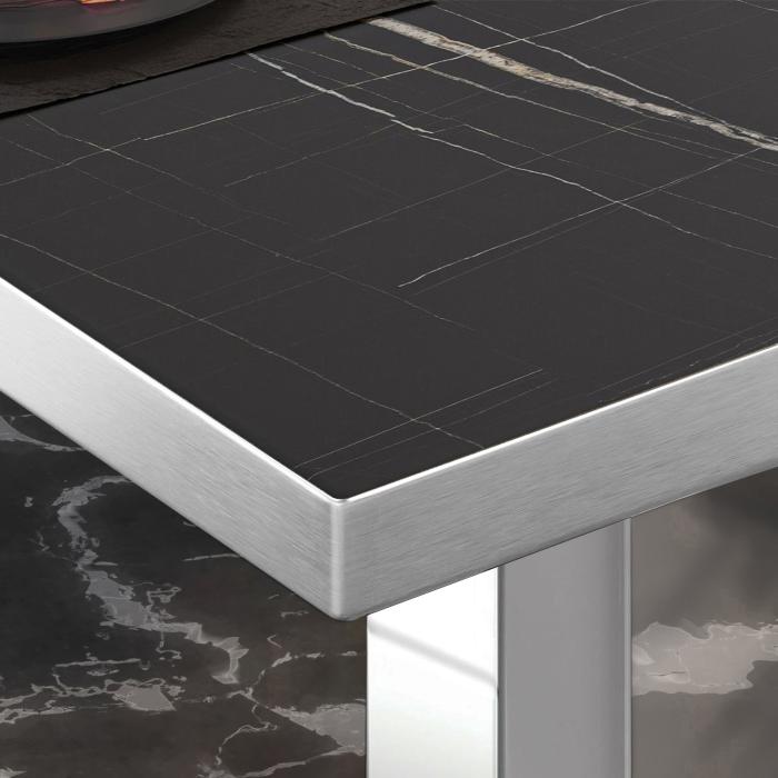 BM | Bistro-loungebord | B:D:H 70 x 70 x 41 cm | Sort marmor / rustfrit stål
