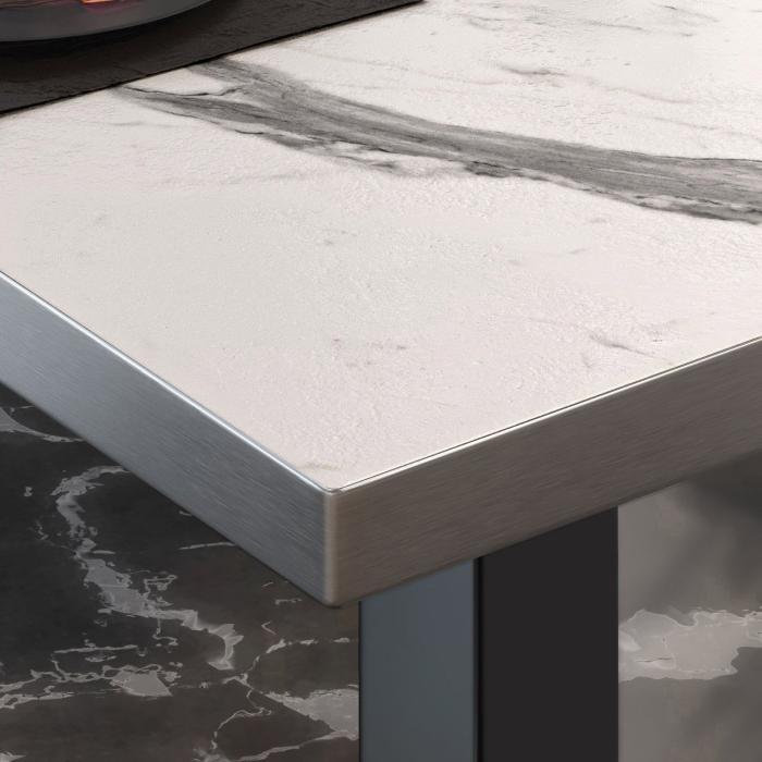 BM | Tavolo da salotto Bistro | L:P:H 70 x 70 x 41 cm | Marmo bianco / Nero BM | Tavolo da salotto Bistro | L:P:H 70 x 70 x 41 cm | Marmo bianco / Nero