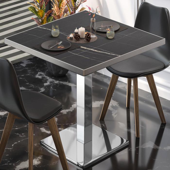 BM | Bistrobord | B:D:H 80 x 80 x 75 cm | Svart marmor/rustfritt stål | Torget BM | Bistrobord | B:D:H 80 x 80 x 75 cm | Svart marmor/rustfritt stål | Torget