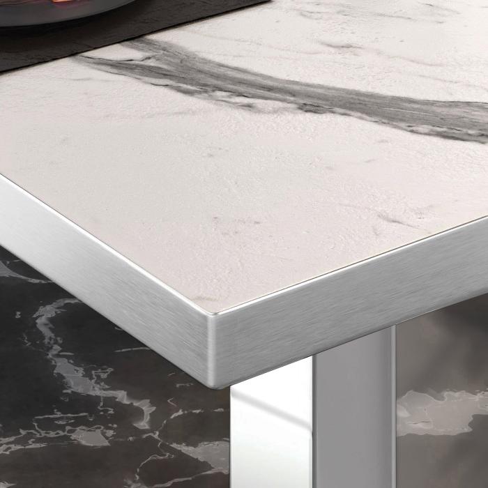 BM | Bistrobord | B:D:H 60 x 60 x 75 cm | Hvit marmor/rustfritt stål | Torget BM | Bistrobord | B:D:H 60 x 60 x 75 cm | Hvit marmor/rustfritt stål | Torget