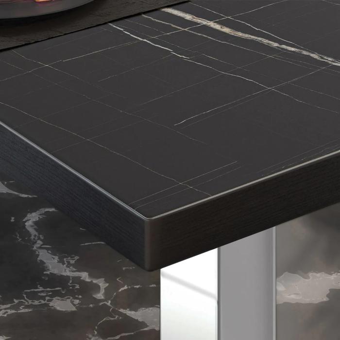 BM | Bistro-loungebord | B:D:H 70 x 70 x 41 cm | Sort marmor / rustfrit stål