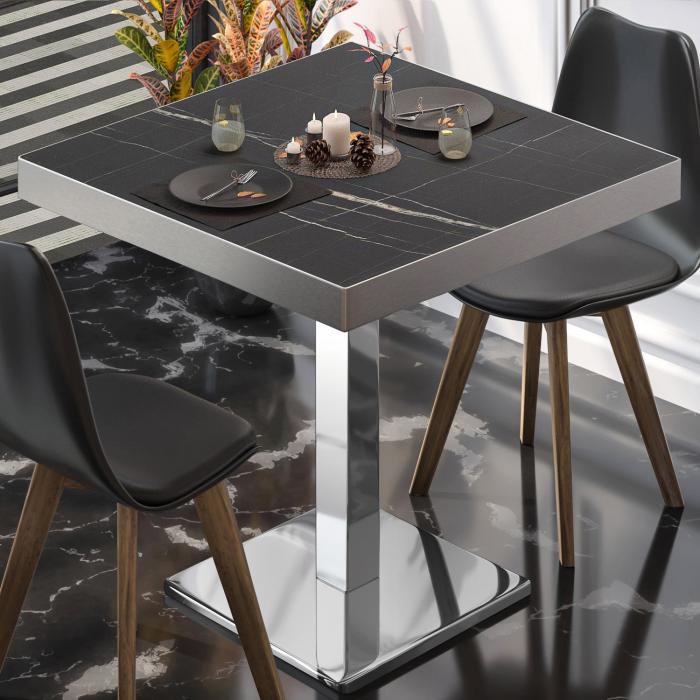 BM | Bistrobord | B:D:H 70 x 70 x 77 cm | Svart marmor/rustfritt stål | Torget BM | Bistrobord | B:D:H 70 x 70 x 77 cm | Svart marmor/rustfritt stål | Torget