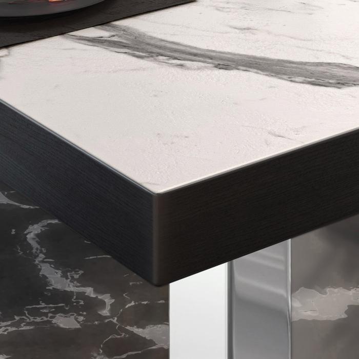 BM | Bistrobord | B:D:H 70 x 70 x 77 cm | Hvit marmor/rustfritt stål | Torget