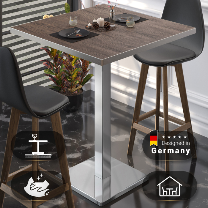 BM | Bistro Stehtbord | 70 x 70 x 108 cm | Kvadratisk | Rustfritt stål kant | Lys Wenge / Rustfritt stål BM | Bistro Stehtbord | 70 x 70 x 108 cm | Kvadratisk | Rustfritt stål kant | Lys Wenge / Rustfritt stål