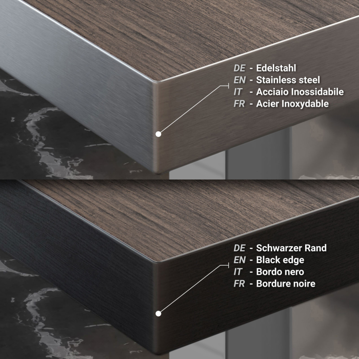 BM | Bistro Stehtbord | 70 x 70 x 108 cm | Kvadratisk | Rustfritt stål kant | Lys Wenge / Rustfritt stål BM | Bistro Stehtbord | 70 x 70 x 108 cm | Kvadratisk | Rustfritt stål kant | Lys Wenge / Rustfritt stål