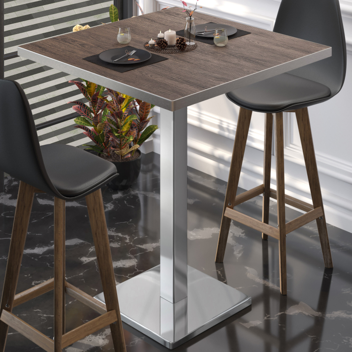 BM | Bistro Stehtbord | 70 x 70 x 108 cm | Kvadratisk | Rustfritt stål kant | Lys Wenge / Rustfritt stål BM | Bistro Stehtbord | 70 x 70 x 108 cm | Kvadratisk | Rustfritt stål kant | Lys Wenge / Rustfritt stål