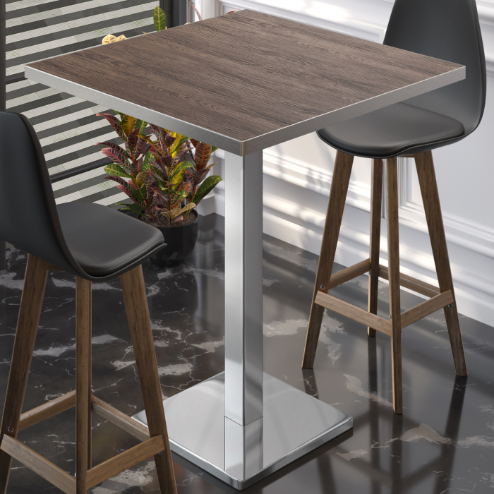 BM | Bistro Stehtbord | 70 x 70 x 108 cm | Kvadratisk | Rustfritt stål kant | Lys Wenge / Rustfritt stål BM | Bistro Stehtbord | 70 x 70 x 108 cm | Kvadratisk | Rustfritt stål kant | Lys Wenge / Rustfritt stål