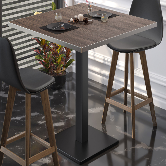 BM | Bistro Stehtbord | 80 x 80 x 108 cm | Firkantet | Rustfritt stål kant | Lys Wenge / Svart BM | Bistro Stehtbord | 80 x 80 x 108 cm | Firkantet | Rustfritt stål kant | Lys Wenge / Svart