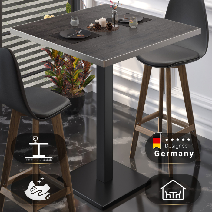BM | Bistro Stehbord | 70 x 70 x 108 cm | Kvadratisk | Rustfritt stål kant | Wenge / Svart BM | Bistro Stehbord | 70 x 70 x 108 cm | Kvadratisk | Rustfritt stål kant | Wenge / Svart