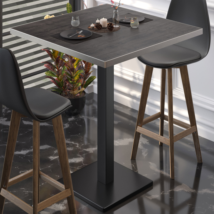 BM | Bistro Stehbord | 70 x 70 x 108 cm | Kvadratisk | Rustfritt stål kant | Wenge / Svart BM | Bistro Stehbord | 70 x 70 x 108 cm | Kvadratisk | Rustfritt stål kant | Wenge / Svart