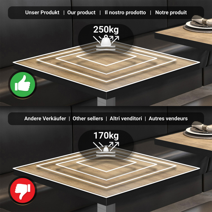 BM | Bistro Tavolo Alto | 60 x 60 x 108 cm | Quadrato | Bordo Nero | Rovere / Acciaio Inossidabile BM | Bistro Tavolo Alto | 60 x 60 x 108 cm | Quadrato | Bordo Nero | Rovere / Acciaio Inossidabile
