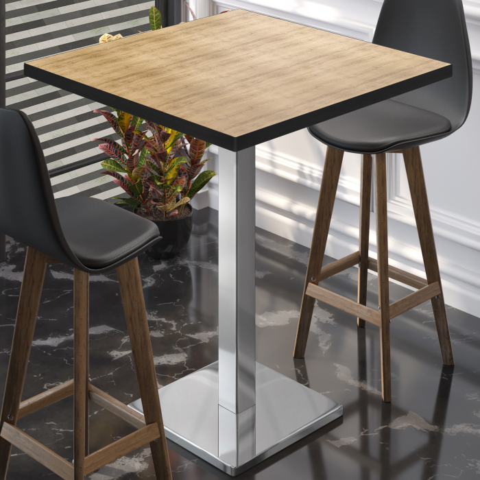 BM | Bistro Tavolo Alto | 60 x 60 x 108 cm | Quadrato | Bordo Nero | Rovere / Acciaio Inossidabile BM | Bistro Tavolo Alto | 60 x 60 x 108 cm | Quadrato | Bordo Nero | Rovere / Acciaio Inossidabile