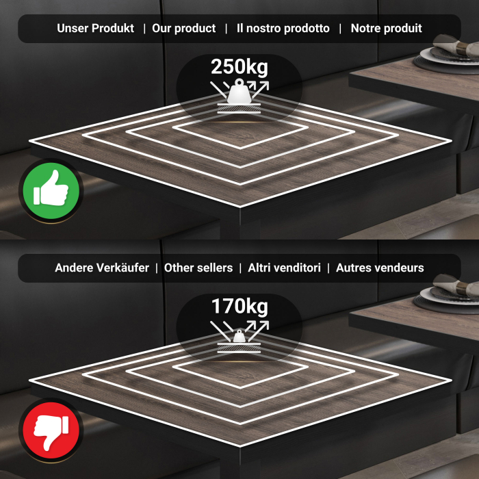 BM | Bistro Stehtbord | 80 x 80 x 108 cm | Firkantet | Svart kant | Lys Wenge / Svart BM | Bistro Stehtbord | 80 x 80 x 108 cm | Firkantet | Svart kant | Lys Wenge / Svart