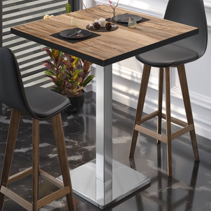 BM | Bistro Steharbeid | 60 x 60 x 108 cm | Firkantet | Svart kant | Sheesham / Rustfritt stål BM | Bistro Steharbeid | 60 x 60 x 108 cm | Firkantet | Svart kant | Sheesham / Rustfritt stål