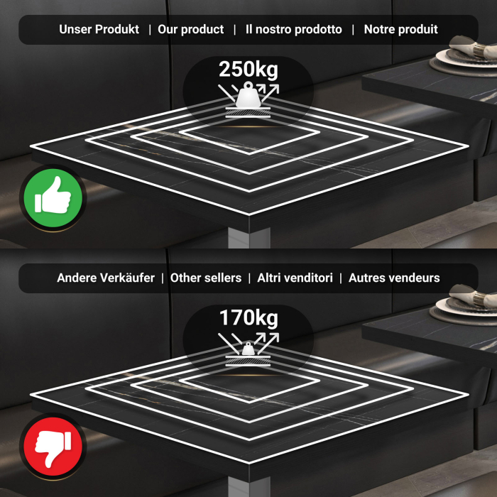 BM | Bistro Stehtabell | 70 x 70 x 108 cm | Firkantet | Svart kant | Svart marmor / Rustfritt stål BM | Bistro Stehtabell | 70 x 70 x 108 cm | Firkantet | Svart kant | Svart marmor / Rustfritt stål