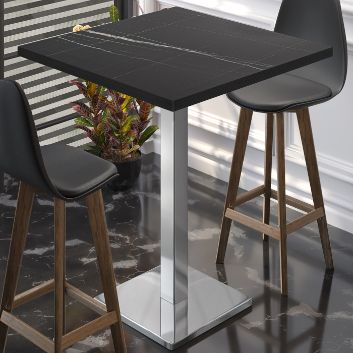 BM | Bistro Stehtabell | 70 x 70 x 108 cm | Firkantet | Svart kant | Svart marmor / Rustfritt stål BM | Bistro Stehtabell | 70 x 70 x 108 cm | Firkantet | Svart kant | Svart marmor / Rustfritt stål