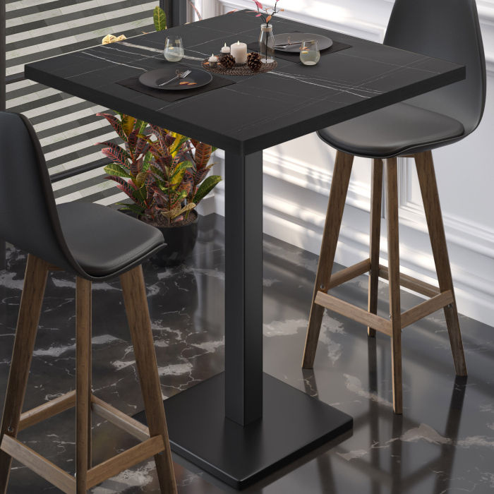 BM | Bistro Stehtisk | 60 x 60 x 108 cm | Firkantet | Svart kant | Svart marmor / Svart BM | Bistro Stehtisk | 60 x 60 x 108 cm | Firkantet | Svart kant | Svart marmor / Svart