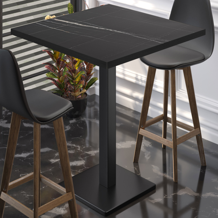 BM | Bistro Stehtisk | 60 x 60 x 108 cm | Firkantet | Svart kant | Svart marmor / Svart BM | Bistro Stehtisk | 60 x 60 x 108 cm | Firkantet | Svart kant | Svart marmor / Svart