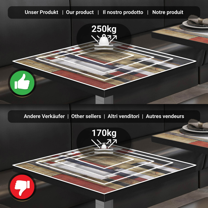 BM | Bistro Stehtabell | 70 x 70 x 108 cm | Kvadratisk | Svart kant | Vintage fargerik / Rustfritt stål BM | Bistro Stehtabell | 70 x 70 x 108 cm | Kvadratisk | Svart kant | Vintage fargerik / Rustfritt stål