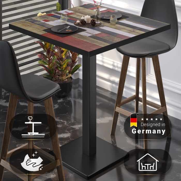 BM | Bistro Stehtbord | 70 x 70 x 108 cm | Firkantet | Svart kant | Vintage Fargefint / Svart BM | Bistro Stehtbord | 70 x 70 x 108 cm | Firkantet | Svart kant | Vintage Fargefint / Svart