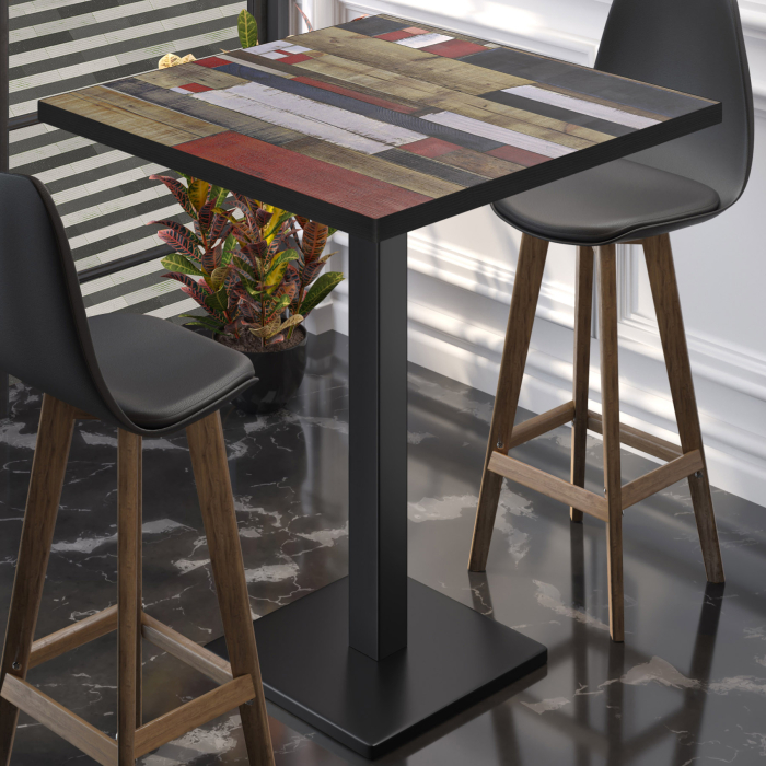 BM | Bistro Stehtbord | 70 x 70 x 108 cm | Firkantet | Svart kant | Vintage Fargefint / Svart BM | Bistro Stehtbord | 70 x 70 x 108 cm | Firkantet | Svart kant | Vintage Fargefint / Svart