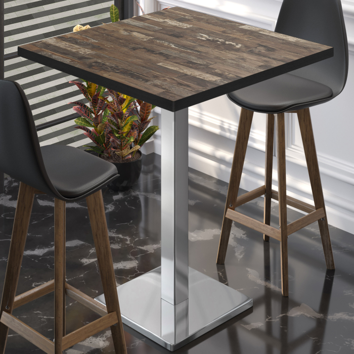 BM | Bistro Steht bord | 70 x 70 x 108 cm | Firkantet | Svart kant | Vintage gammel / Rustfritt stål BM | Bistro Steht bord | 70 x 70 x 108 cm | Firkantet | Svart kant | Vintage gammel / Rustfritt stål