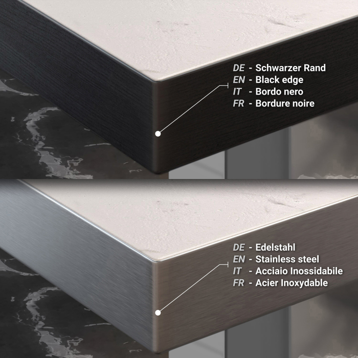 BM | Bistro Steht bord | 70 x 70 x 108 cm | Firkantet | Svart kant | Hvit marmor / rustfritt stål BM | Bistro Steht bord | 70 x 70 x 108 cm | Firkantet | Svart kant | Hvit marmor / rustfritt stål