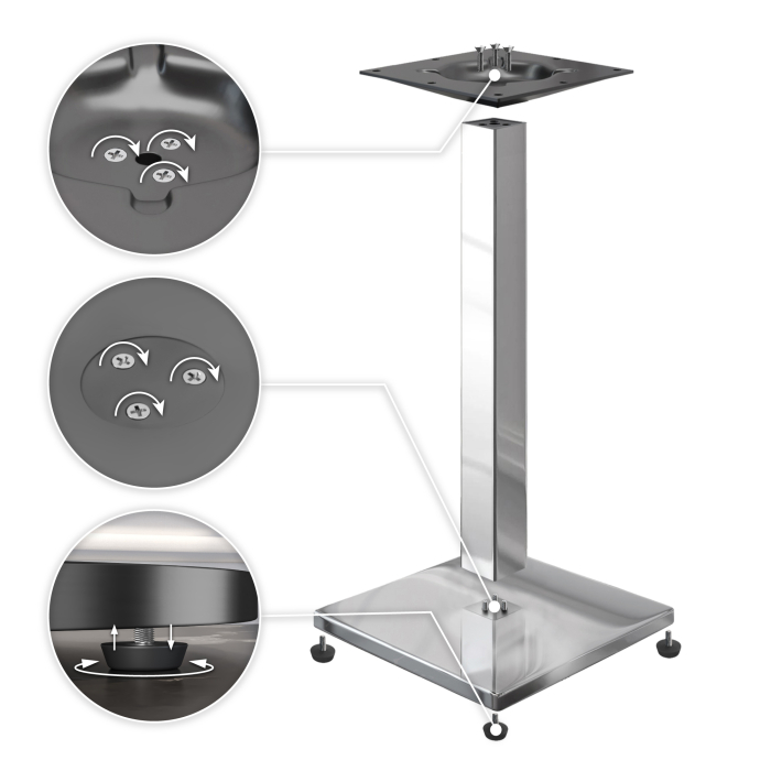 BM | Bistro Steht bord | 70 x 70 x 108 cm | Firkantet | Svart kant | Hvit marmor / rustfritt stål BM | Bistro Steht bord | 70 x 70 x 108 cm | Firkantet | Svart kant | Hvit marmor / rustfritt stål