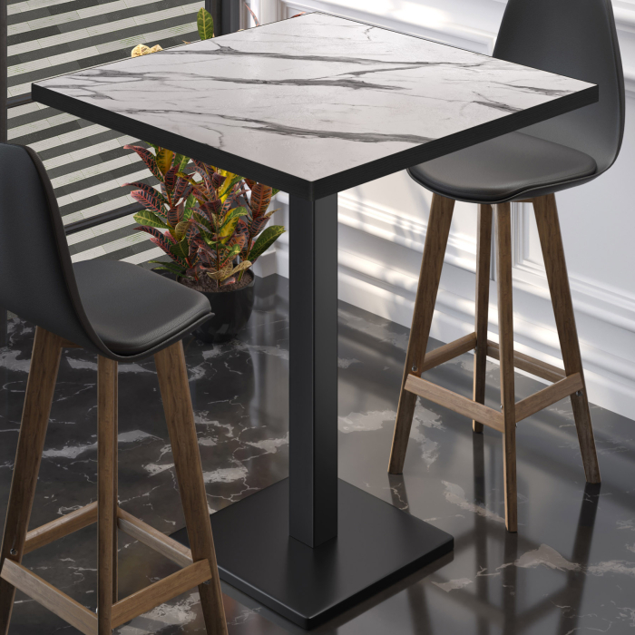 BM | Tavolo Bistro | 80 x 80 x 108 cm | Quadrato | Bordo Nero | Marmo Bianco / Nero BM | Tavolo Bistro | 80 x 80 x 108 cm | Quadrato | Bordo Nero | Marmo Bianco / Nero
