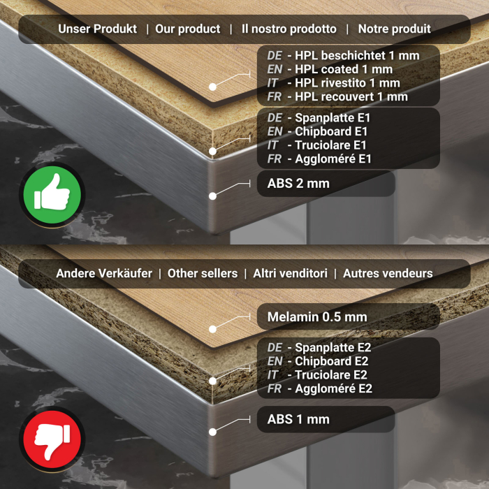BM | Bistro Steht bord | 70 x 70 x 110 cm | Firkantet | Rustfritt stål kant | Eik / rustfritt stål BM | Bistro Steht bord | 70 x 70 x 110 cm | Firkantet | Rustfritt stål kant | Eik / rustfritt stål