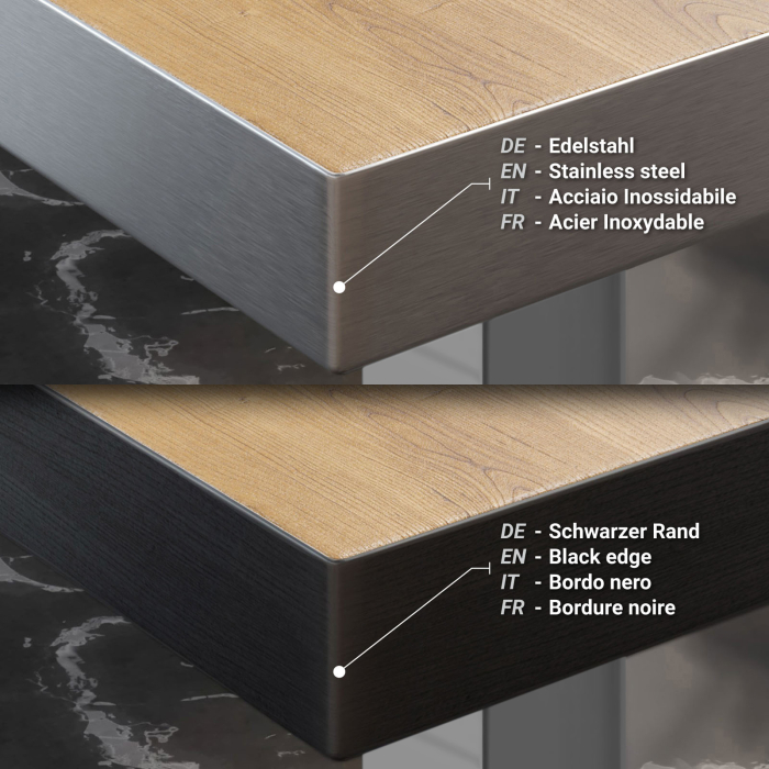 BM | Bistro Steht bord | 70 x 70 x 110 cm | Firkantet | Rustfritt stål kant | Eik / rustfritt stål BM | Bistro Steht bord | 70 x 70 x 110 cm | Firkantet | Rustfritt stål kant | Eik / rustfritt stål