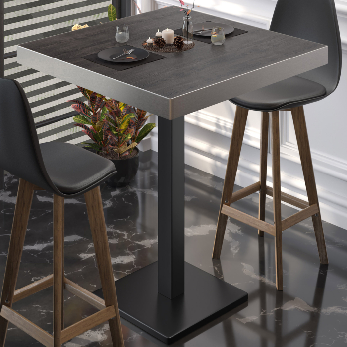 BM | Bistro Stehtbord | 70 x 70 x 110 cm | Firkantet | Rustfritt stål kant | Wenge / Svart BM | Bistro Stehtbord | 70 x 70 x 110 cm | Firkantet | Rustfritt stål kant | Wenge / Svart