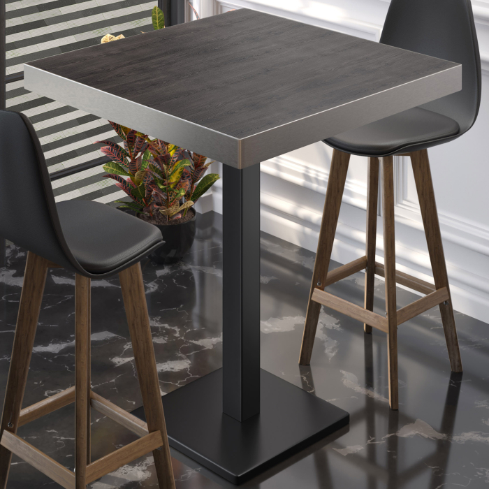 BM | Bistro Stehtbord | 70 x 70 x 110 cm | Firkantet | Rustfritt stål kant | Wenge / Svart BM | Bistro Stehtbord | 70 x 70 x 110 cm | Firkantet | Rustfritt stål kant | Wenge / Svart