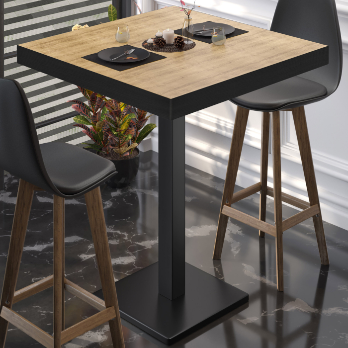 BM | Bistro Steht bord | 80 x 80 x 110 cm | Kvadratisk | Svart kant | Eik / Svart