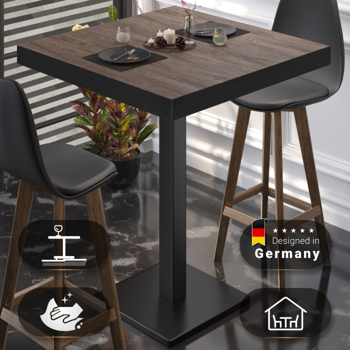 BM | Bistro Stehtisch | 80 x 80 x 110 cm | Firkantet | Sort kant | Light Wenge / Sort BM | Bistro Stehtisch | 80 x 80 x 110 cm | Firkantet | Sort kant | Light Wenge / Sort