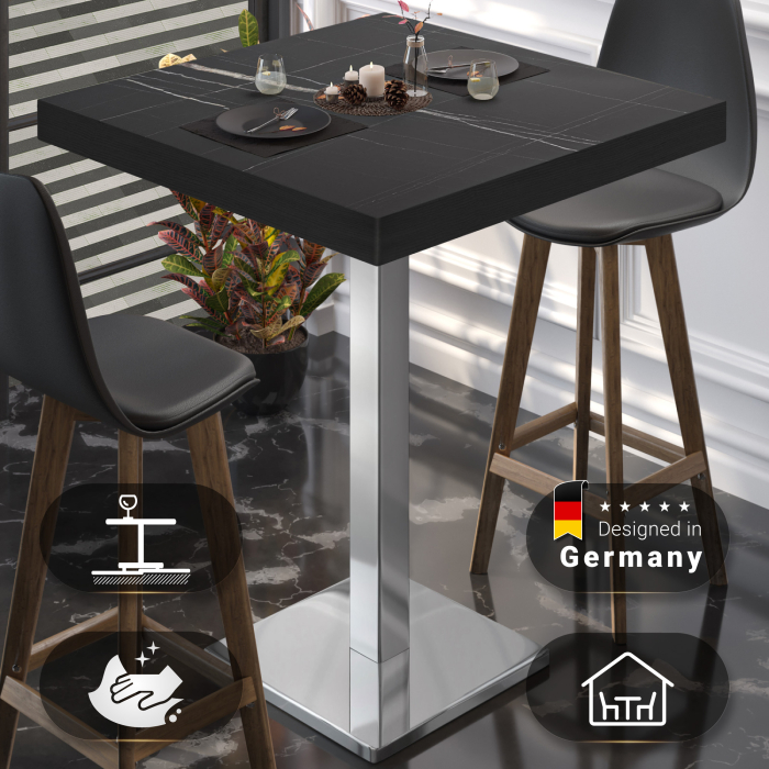 BM | Bistro Stehtbord | 70 x 70 x 110 cm | Firkantet | Svart kant | Svart marmor / Rustfritt stål BM | Bistro Stehtbord | 70 x 70 x 110 cm | Firkantet | Svart kant | Svart marmor / Rustfritt stål