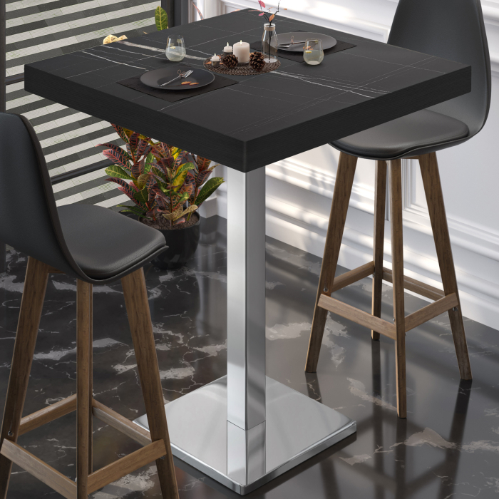 BM | Bistro Stehtbord | 70 x 70 x 110 cm | Firkantet | Svart kant | Svart marmor / Rustfritt stål BM | Bistro Stehtbord | 70 x 70 x 110 cm | Firkantet | Svart kant | Svart marmor / Rustfritt stål