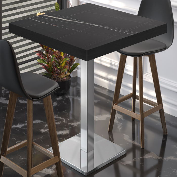 BM | Bistro Stehtbord | 70 x 70 x 110 cm | Firkantet | Svart kant | Svart marmor / Rustfritt stål BM | Bistro Stehtbord | 70 x 70 x 110 cm | Firkantet | Svart kant | Svart marmor / Rustfritt stål