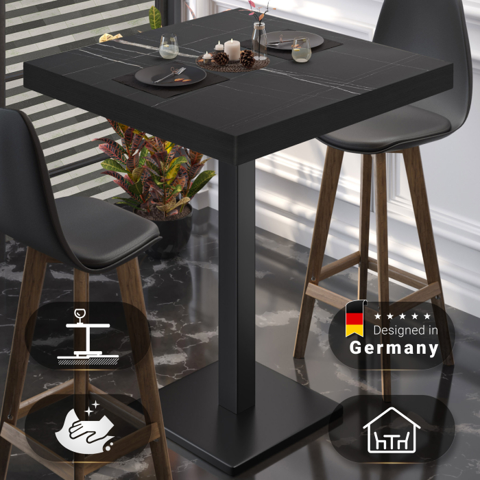 BM | Bistro Stehtbord | 70 x 70 x 110 cm |Firkantet | Svart kant | Svart marmor / Svart BM | Bistro Stehtbord | 70 x 70 x 110 cm |Firkantet | Svart kant | Svart marmor / Svart