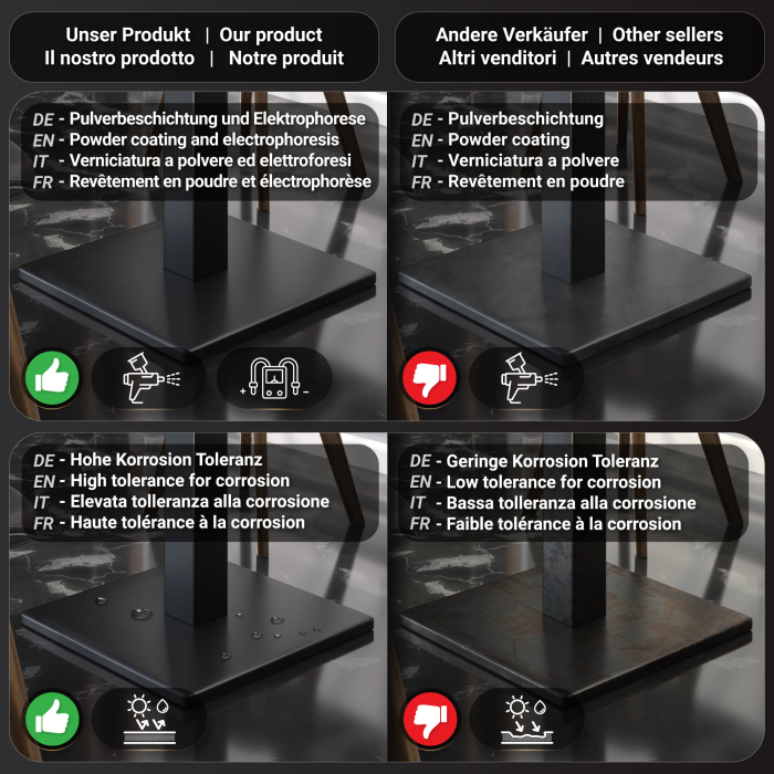 BM | Bistro Stehtbord | 70 x 70 x 110 cm |Firkantet | Svart kant | Svart marmor / Svart BM | Bistro Stehtbord | 70 x 70 x 110 cm |Firkantet | Svart kant | Svart marmor / Svart