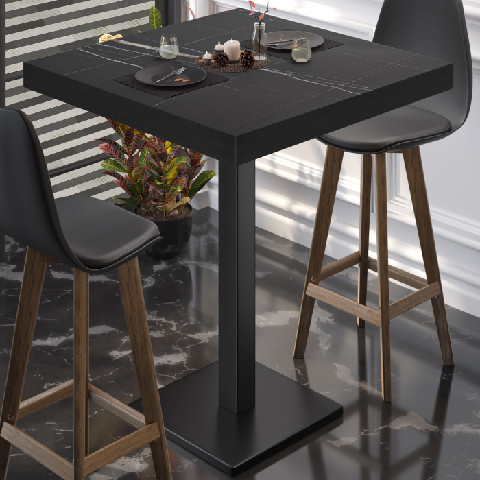BM | Bistro Stehtbord | 70 x 70 x 110 cm |Firkantet | Svart kant | Svart marmor / Svart BM | Bistro Stehtbord | 70 x 70 x 110 cm |Firkantet | Svart kant | Svart marmor / Svart