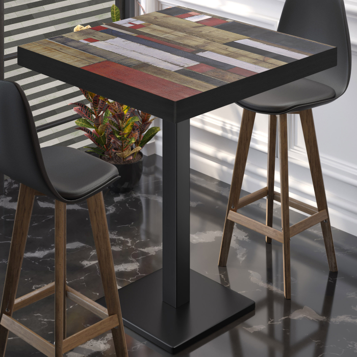 BM | Bistro Stehbord | 70 x 70 x 110 cm | Kvadratisk | Svart Kant | Vintage Fargerik / Svart BM | Bistro Stehbord | 70 x 70 x 110 cm | Kvadratisk | Svart Kant | Vintage Fargerik / Svart
