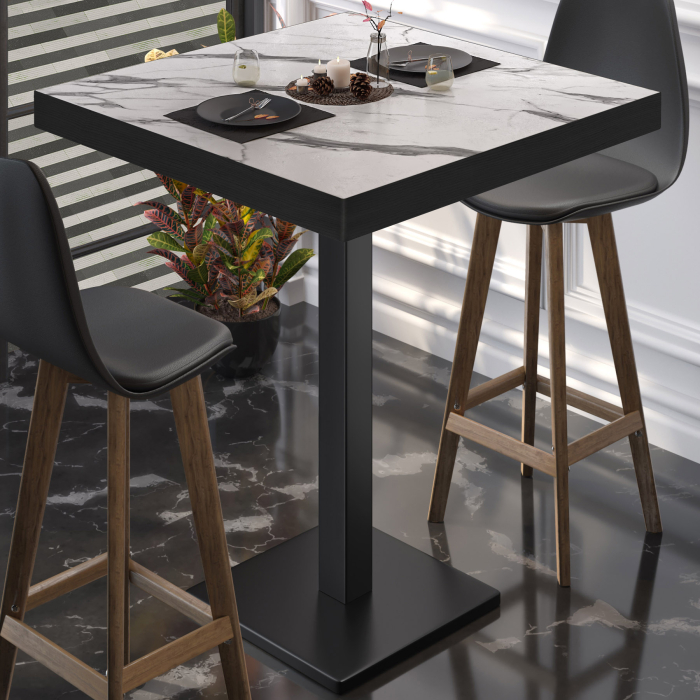 BM | Bistro Ståbord | 60 x 60 x 110 cm | Firkantet | Svart kant | Hvit marmor / Svart BM | Bistro Ståbord | 60 x 60 x 110 cm | Firkantet | Svart kant | Hvit marmor / Svart