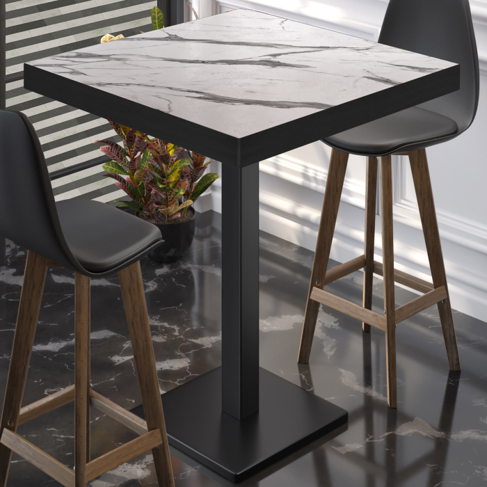 BM | Bistro Ståbord | 60 x 60 x 110 cm | Firkantet | Svart kant | Hvit marmor / Svart BM | Bistro Ståbord | 60 x 60 x 110 cm | Firkantet | Svart kant | Hvit marmor / Svart