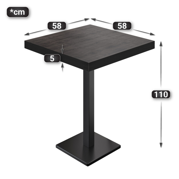 BM | Bistro Steambord | 60 x 60 x 110 cm | Kvadratisk | Svart kant | Wenge / Svart BM | Bistro Steambord | 60 x 60 x 110 cm | Kvadratisk | Svart kant | Wenge / Svart