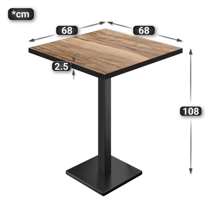 BM | Bistro Stehtisk | 70 x 70 x 108 cm | Kvadratisk | Svart kant | Sheesham / Svart BM | Bistro Stehtisk | 70 x 70 x 108 cm | Kvadratisk | Svart kant | Sheesham / Svart