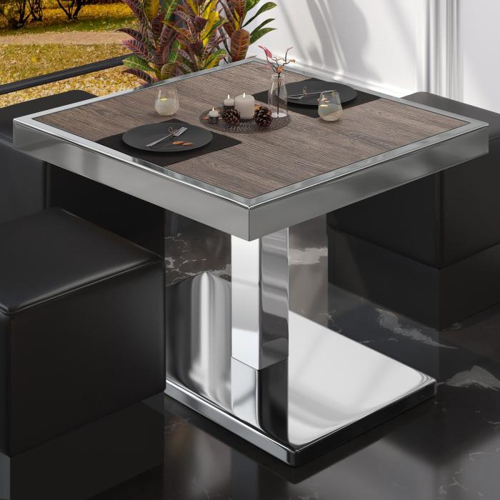 BM | Table basse de bistrot | L:P:H 80 x 80 x 41 cm | Wengé clair / acier inoxydable BM | Table basse de bistrot | L:P:H 80 x 80 x 41 cm | Wengé clair / acier inoxydable