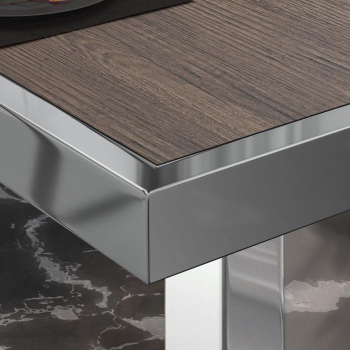 BM | Table basse de bistrot | L:P:H 80 x 80 x 41 cm | Wengé clair / acier inoxydable BM | Table basse de bistrot | L:P:H 80 x 80 x 41 cm | Wengé clair / acier inoxydable