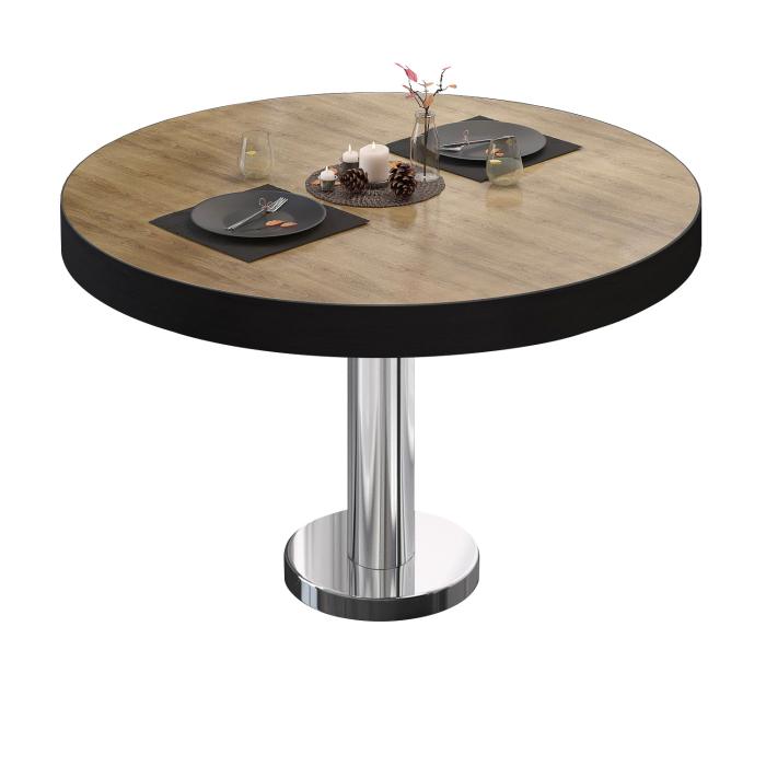 BML | Bistro Loungetisch | Ø:H 60 x 41 cm | Eiche / Edelstahl